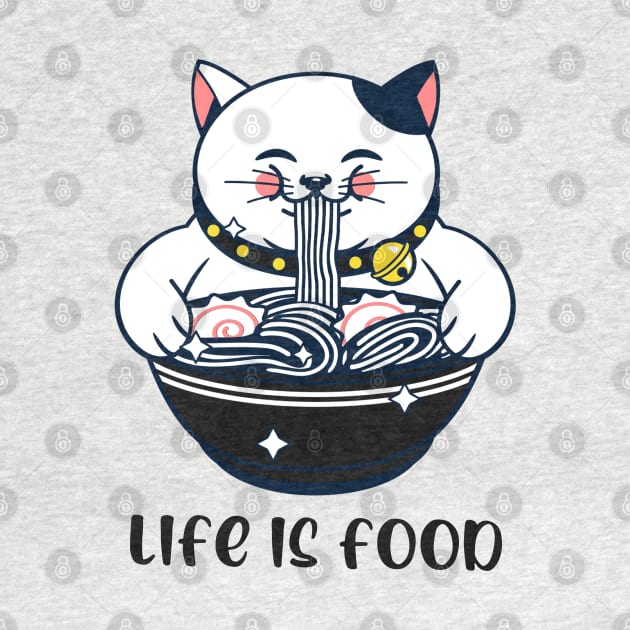 Life is food , Japanese cat with ramen by noirglare